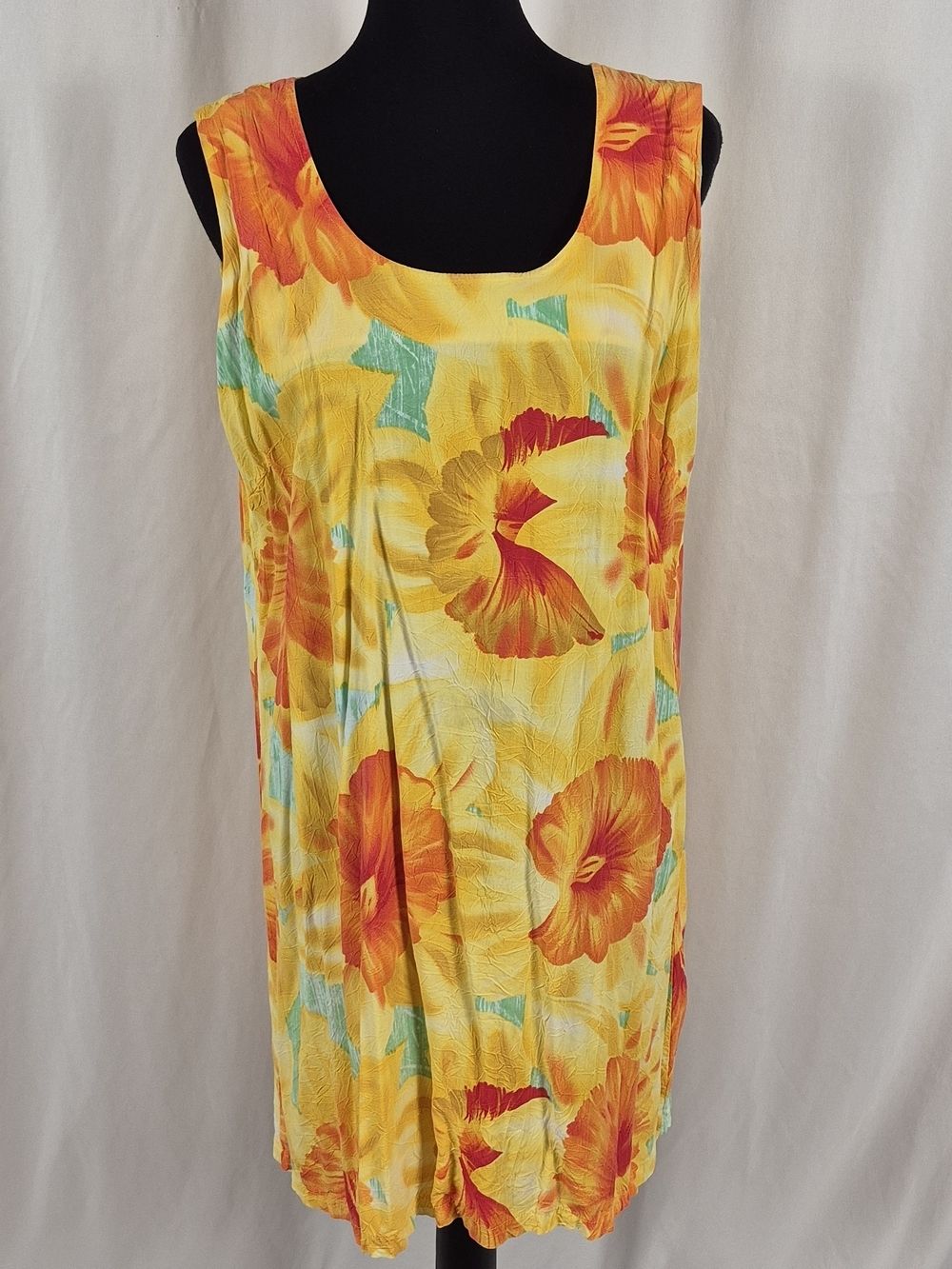 Jams World Vintage Daffodil Sleeveless Shift Dress - Size XL **Flaws